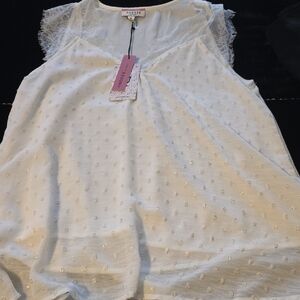 Andree Ivory Lace Trim Blouse